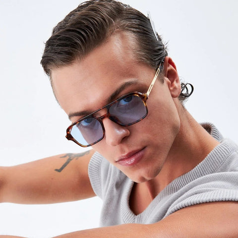 Gentle Monster Sunglasses Unisex Tiger Print Frame Sunglasses With Blue Lenses - BEAUTY BAR