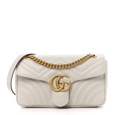 GG Marmont White Small Leather Shoulder Bag - BEAUTY BAR