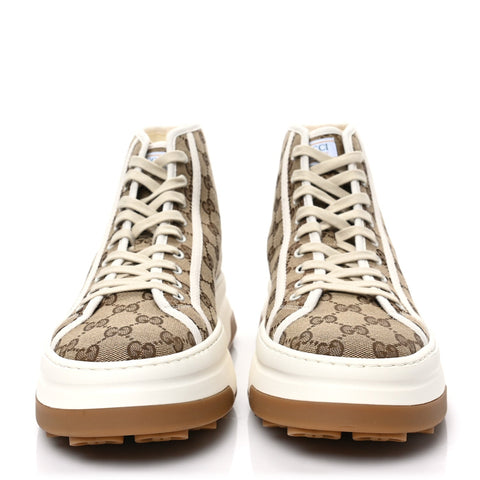 GG Monogram Mens High Top Platform 55mm Sneakers 12 Beige Ebony Mystic White - BEAUTY BAR