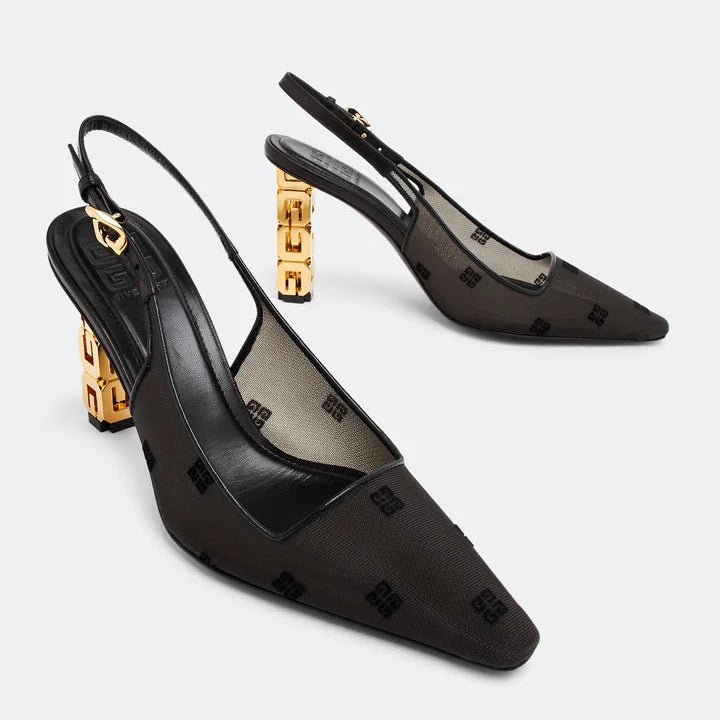 Givenchy Bouncing G Cube Slingback Pumps – Black 4