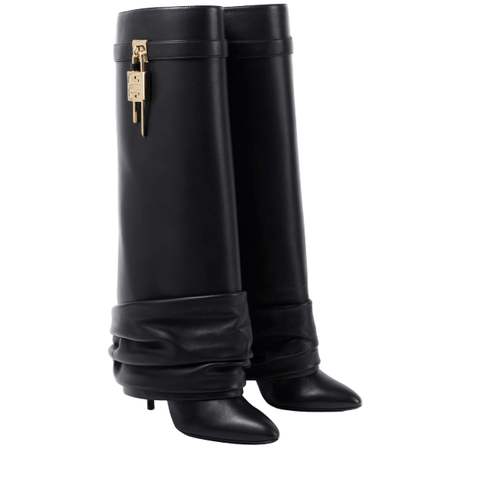 Givenchy Shark Lock Stiletto Leather Knee - High Boots - BEAUTY BAR