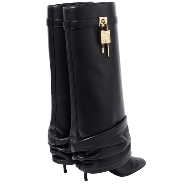 Givenchy Shark Lock Stiletto Leather Knee-High Boots 7