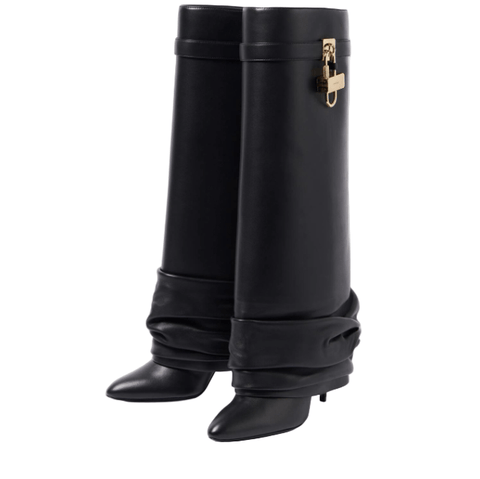 Givenchy Shark Lock Stiletto Leather Knee - High Boots - BEAUTY BAR