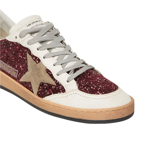 Golden Goose Ball - Star Leather - Trimmed Glitter Sneakers In Red - BEAUTY BAR