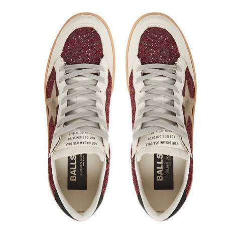 Golden Goose Ball - Star Leather - Trimmed Glitter Sneakers In Red - BEAUTY BAR