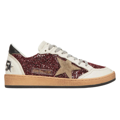 Golden Goose Ball - Star Leather - Trimmed Glitter Sneakers In Red - BEAUTY BAR