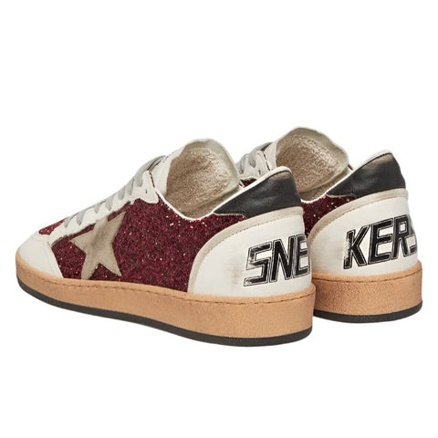 Golden Goose Ball - Star Leather - Trimmed Glitter Sneakers In Red - BEAUTY BAR