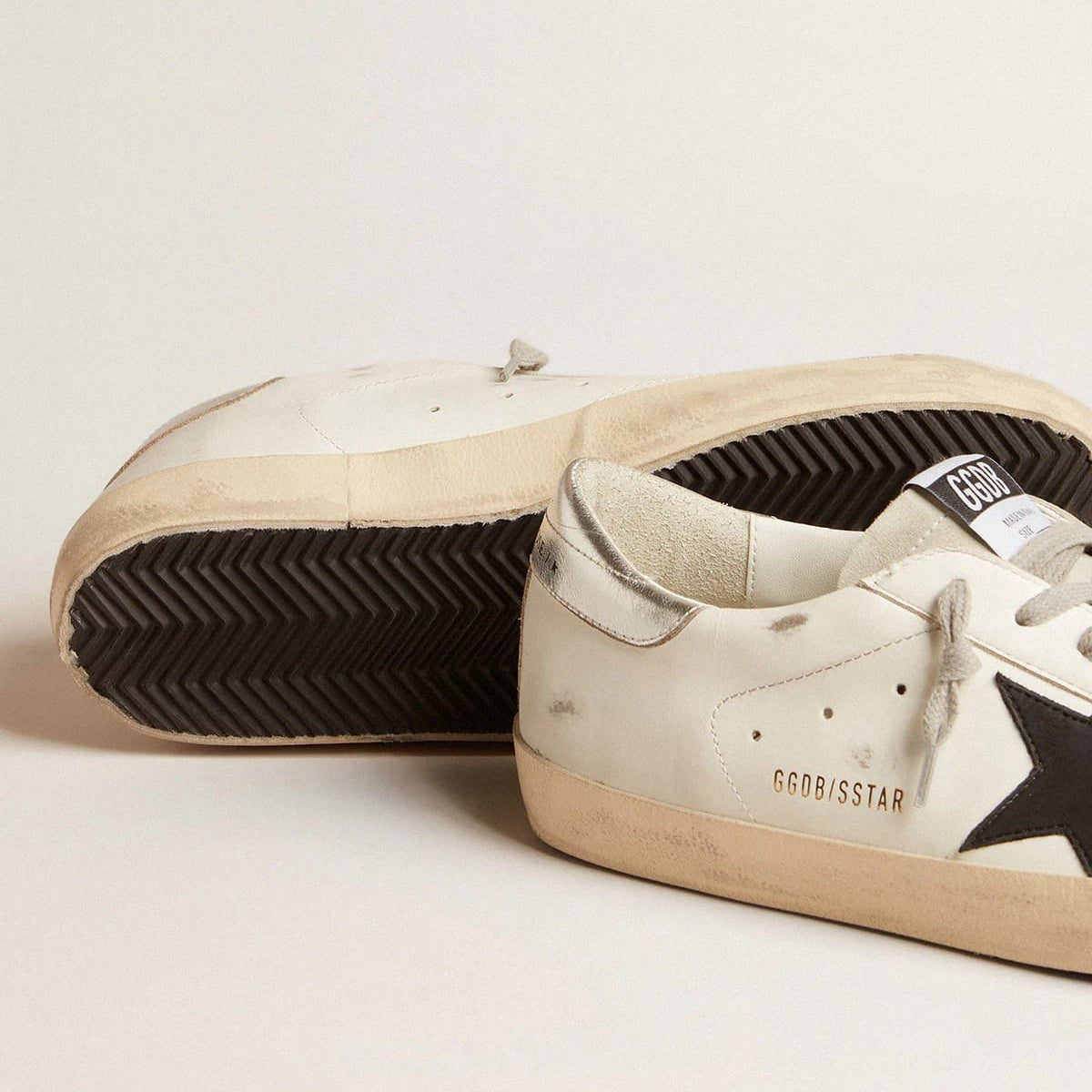 Golden Goose Men's Super-Star In White Leather With Black Star 3