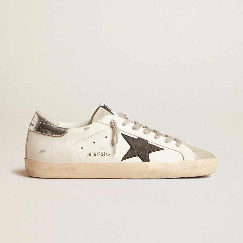 Golden Goose Men's Super-Star In White Leather With Black Star