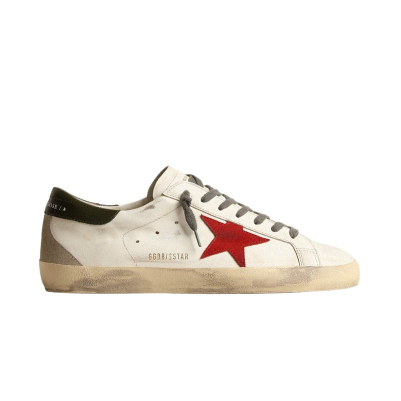 Golden Goose Men's Super-Star With Red Suede Star And Leather Heel Tab