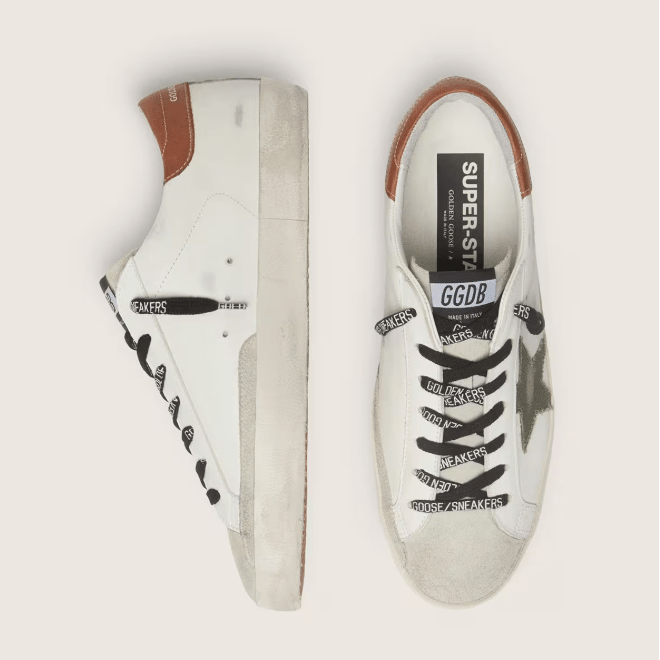 Golden Goose Men's Super-Star With Star In Olive Green Canvas 5