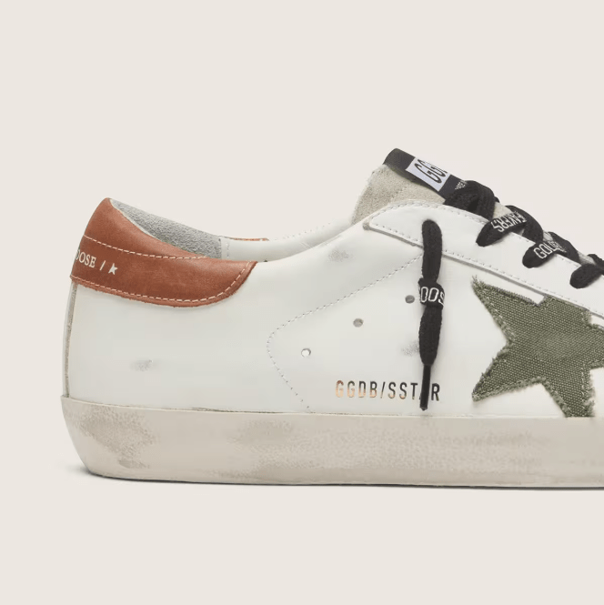Golden Goose Men's Super-Star With Star In Olive Green Canvas 3