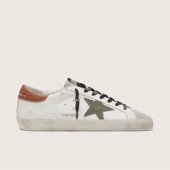 Golden Goose Men's Super-Star With Star In Olive Green Canvas 2