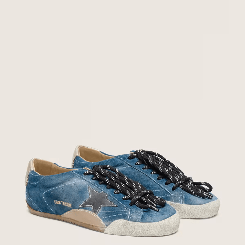 Golden Goose Men's True-Star in Teal Suede With Black Star and Cream Heel Tab 2