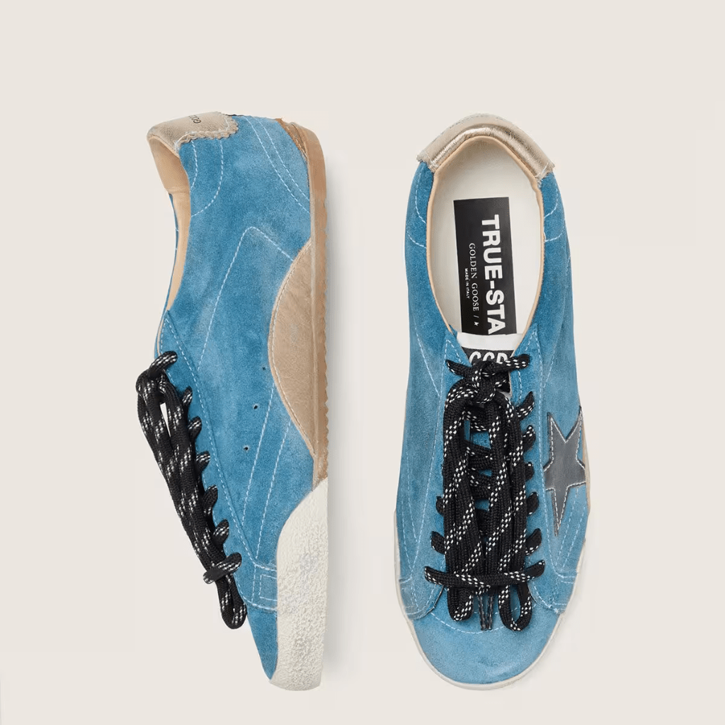 Golden Goose Men's True-Star in Teal Suede With Black Star and Cream Heel Tab 3