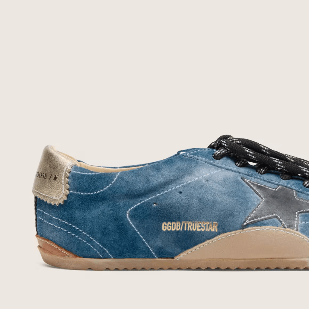 Golden Goose Men's True-Star in Teal Suede With Black Star and Cream Heel Tab 4