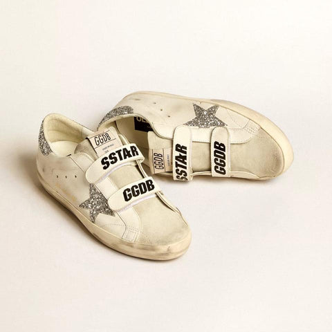 Golden Goose Old School With Silver Glitter Star And Ice - Gray Suede Tongue Sneakers - BEAUTY BAR