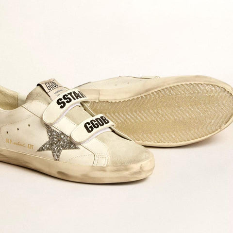 Golden Goose Old School With Silver Glitter Star And Ice - Gray Suede Tongue Sneakers - BEAUTY BAR