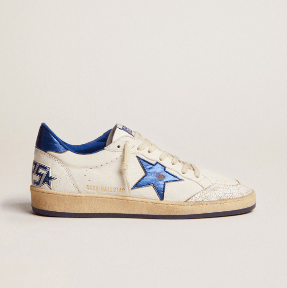 Golden Goose Star In White With Blue Star And Heel Tab 1