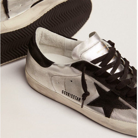 Golden Goose Super-Star Sneakers In Silver Leather With Contrasting Inserts - BEAUTY BAR