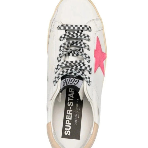 Golden Goose Superstar Low-Top Sneakers White, Pink, Calf Leather - BEAUTY BAR