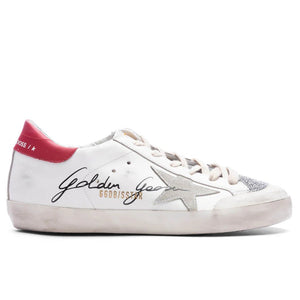 Golden Goose Superstar Sneaker Swarovski Crystal In White/Red/Silver In Multi