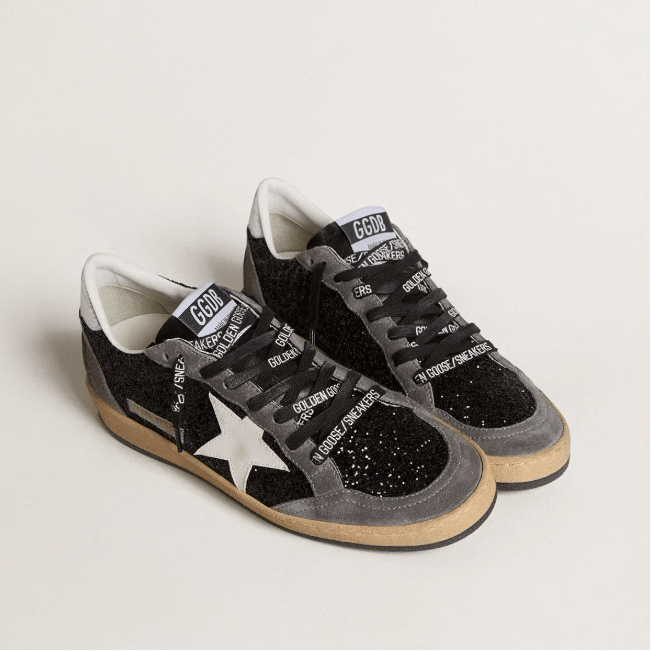 Golden Goose Women's Ball Star in Glitter With Leather Star And Metallic Leather Heel Tab 2