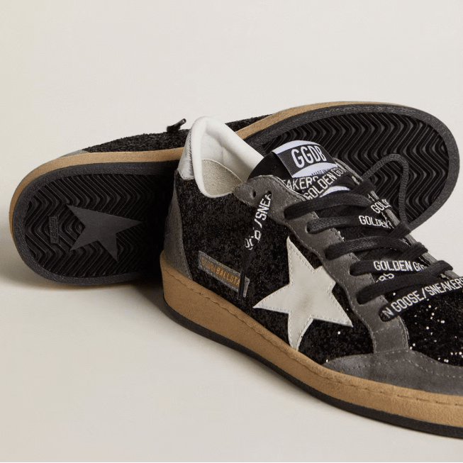 Golden Goose Women's Ball Star in Glitter With Leather Star And Metallic Leather Heel Tab 4
