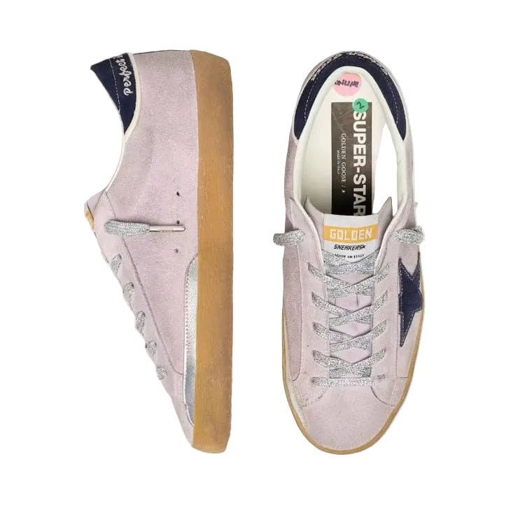 Golden Goose Women's Super-Star in Lilac Suede With Midnight Blue Suede 5