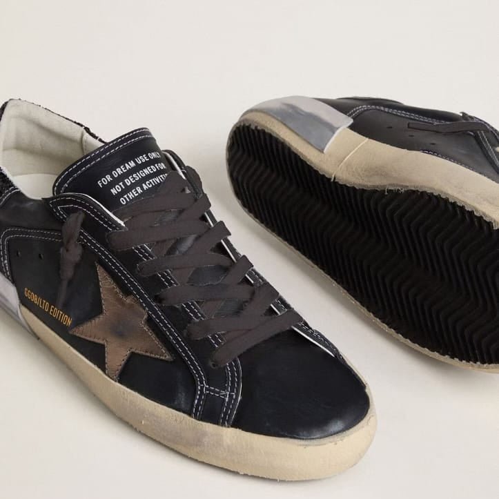 Golden Goose Women's Super-Star LTD in Black Leather With Gold Leather 3