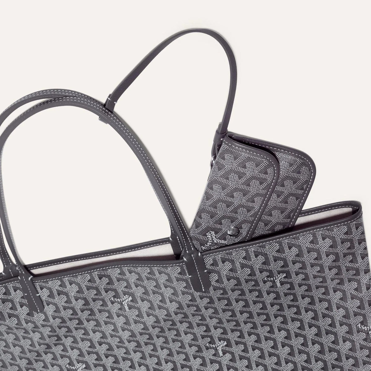 Goyard Saint Louis MM Bag Tote With Pochette Grey 6