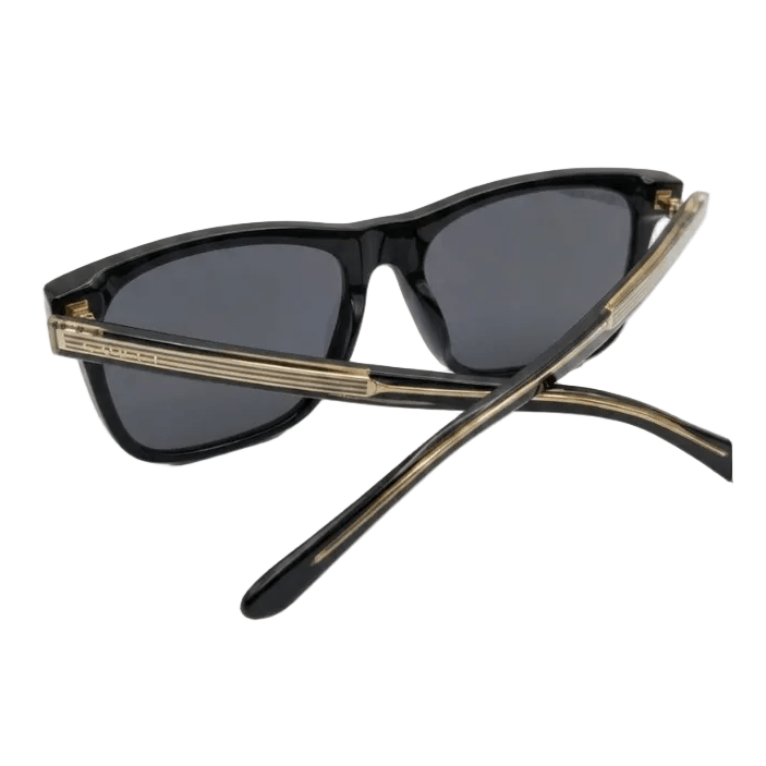 Gucci Black Acetate Sunglasses With Minimalist Gold Metal Temple Design 2