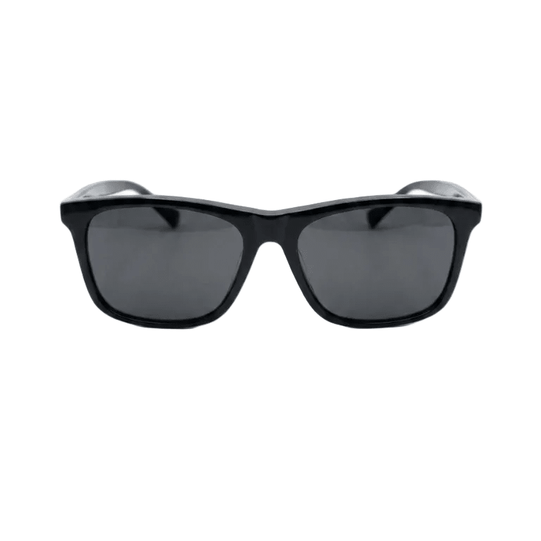 Gucci Black Acetate Sunglasses With Minimalist Gold Metal Temple Design