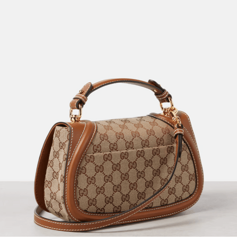 Gucci Blondie GG Medium Top Handle Bag Beige and Dark Brown GG Canvas - BEAUTY BAR