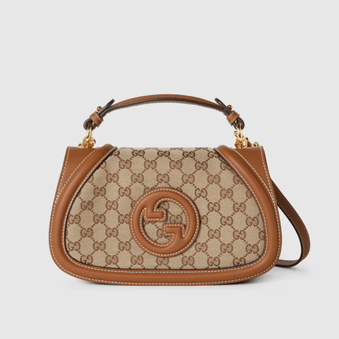 Gucci Blondie GG Medium Top Handle Bag Beige and Dark Brown GG Canvas - BEAUTY BAR
