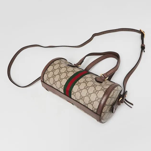 Gucci Coated Canvas And Leather Small Ophidia Boston Bag 2