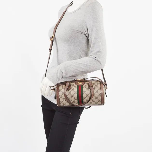 Gucci Coated Canvas And Leather Small Ophidia Boston Bag 3