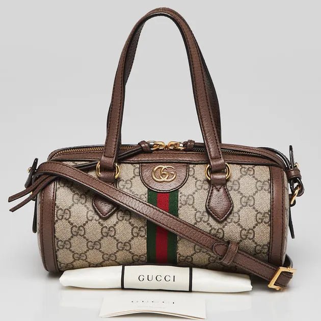 Gucci Coated Canvas And Leather Small Ophidia Boston Bag 1