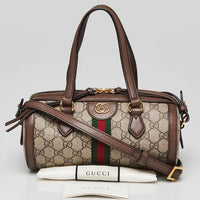 Gucci Coated Canvas And Leather Small Ophidia Boston Bag