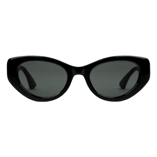 Gucci Elegant Cat-Eye Sunglasses Featuring Red & Green Web Arms