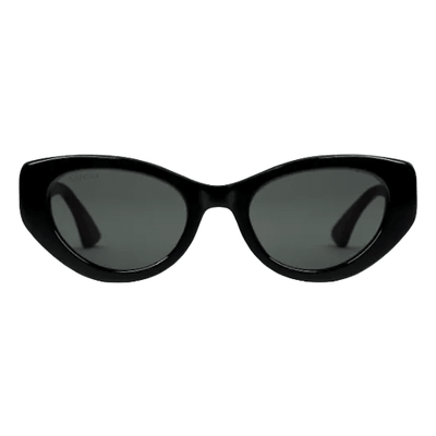 Gucci Elegant Cat-Eye Sunglasses Featuring Red & Green Web Arms