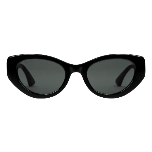 Gucci Elegant Cat-Eye Sunglasses Featuring Red & Green Web Arms