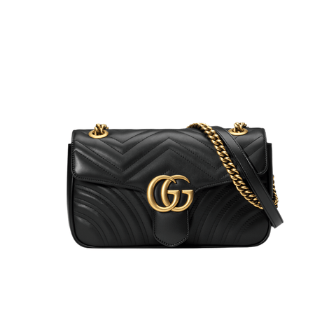 Gucci GG Marmont Matelasse Black Leather Shoulder Bag - BEAUTY BAR