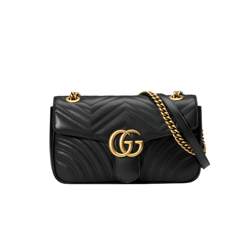 Gucci GG Marmont Matelasse Black Leather Shoulder Bag