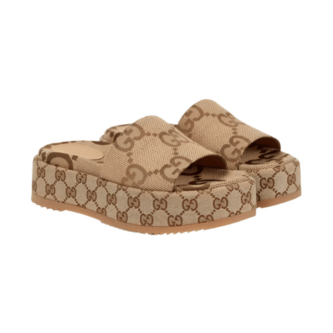 Gucci GG Maxi Canvas Platform Slides - BEAUTY BAR