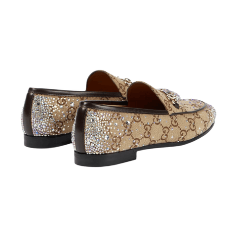 Gucci Jordaan GG Canvas Embellished Loafers - BEAUTY BAR