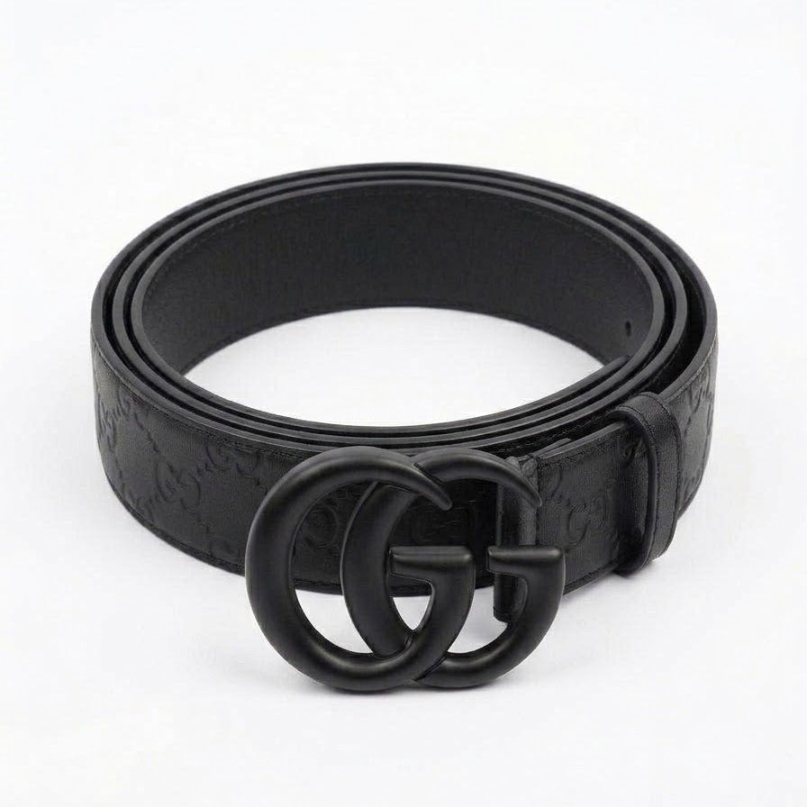 Gucci Leather Belt  Dark Interlocking GG Metal Buckle 3