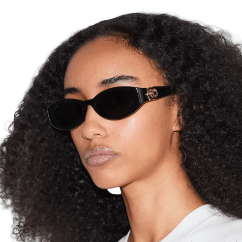 Gucci Luxury Cat-Eye Sunglasses - Shiny Black Frame With Gold Interlocking 3