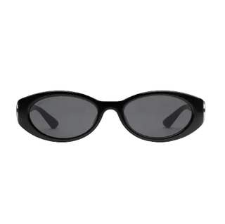 Gucci Luxury Cat-Eye Sunglasses - Shiny Black Frame With Gold Interlocking