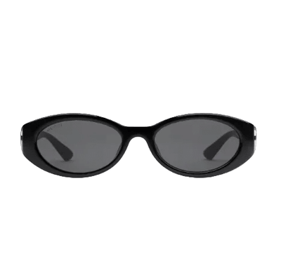 Gucci Luxury Cat-Eye Sunglasses - Shiny Black Frame With Gold Interlocking